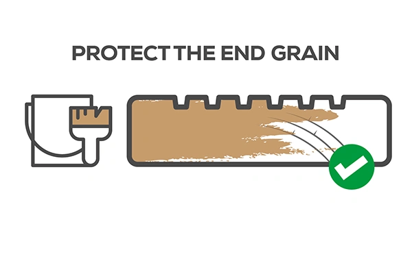 an infographic showing how you should protect the end grain of your decking, and should always maintain your decking. an infographic showing how you should protect the end grain of your decking, and should always maintain your decking.